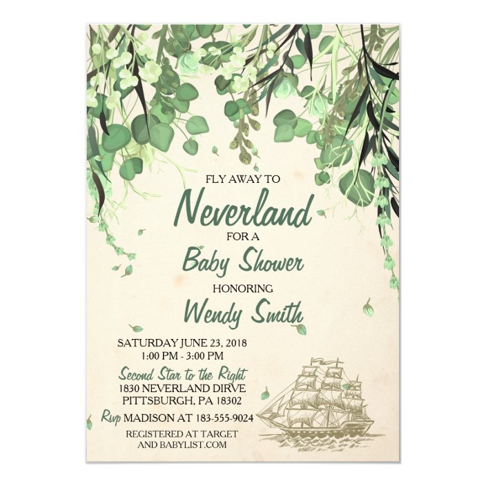 vintage peter pan neverland baby shower invitation  zazzle