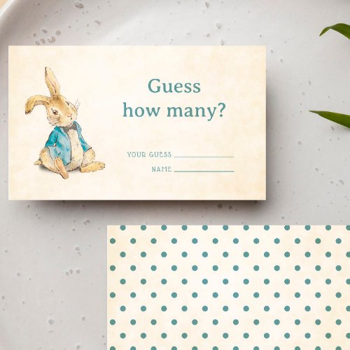 Vintage Peter Rabbit Baby Shower Guess How Many Enclosure Card