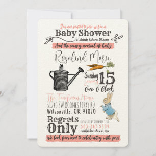 Vintage Peter Rabbit Baby Shower Invitation - Pink