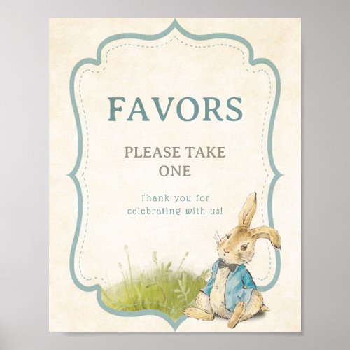 Vintage Peter Rabbit Boy Baby Shower Favors Poster