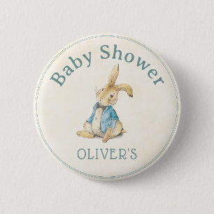 Vintage Peter Rabbit Boy Cute Baby Shower Button