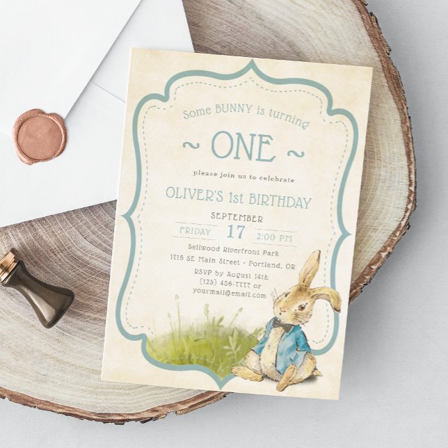 Vintage Peter Rabbit First Boy Birthday Invitation (Creator Uploaded)