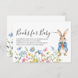 Vintage Peter Rabbit Floral Books for Baby Shower Enclosure Card