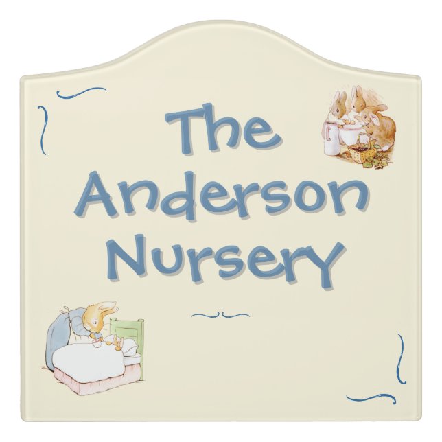 Vintage Peter Rabbit Nursery Door Sign (Large Crest Front)