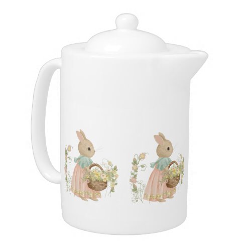   vintage peter rabbit with flowers Coffee Mug Teapot