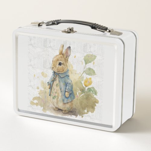  vintage peter rabbit with flowers metal lunch box