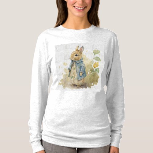   vintage peter rabbit with flowers  T_Shirt