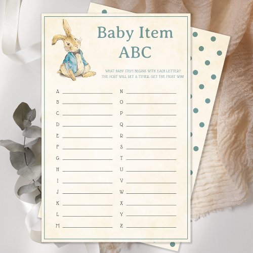 Vintage Peter The Rabbit Baby Shower Item ABC Game
