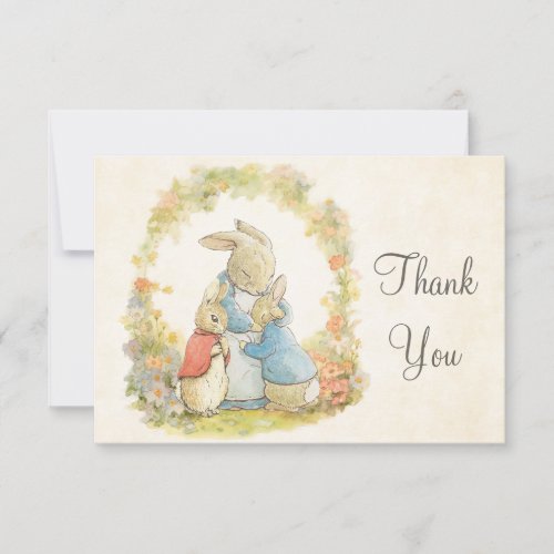 Vintage Peter The Rabbit Gender Reveal Boy Girl  Thank You Card