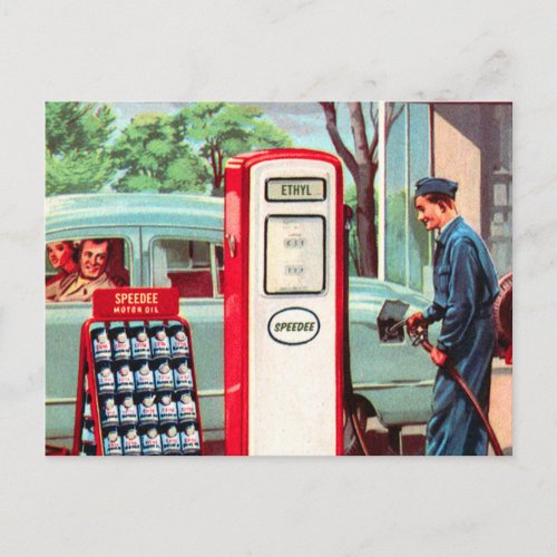 Vintage Petroleum Gasoline Station Attendant Postcard