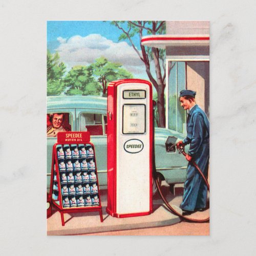 Vintage Petroleum Gasoline Station Attendant Postcard