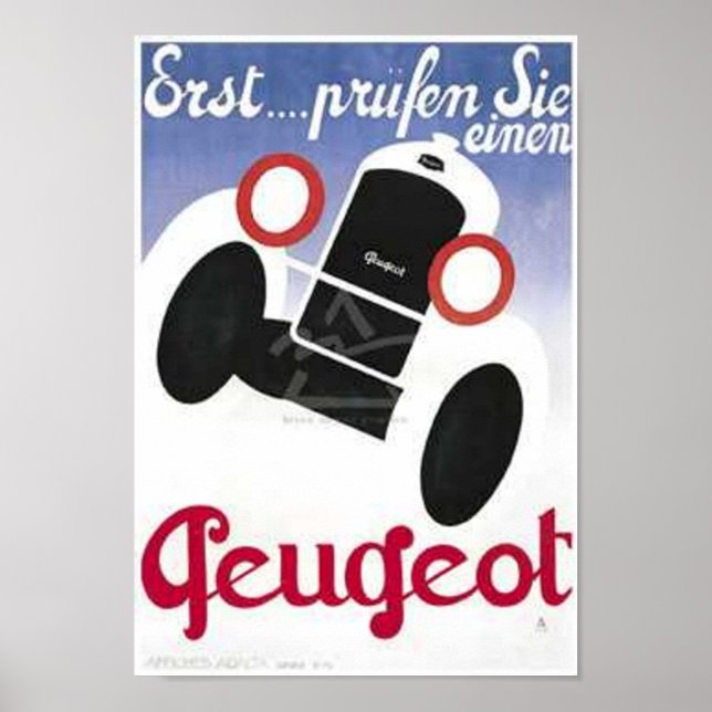 Vintage Peugeot Ad 3 Poster (Front)
