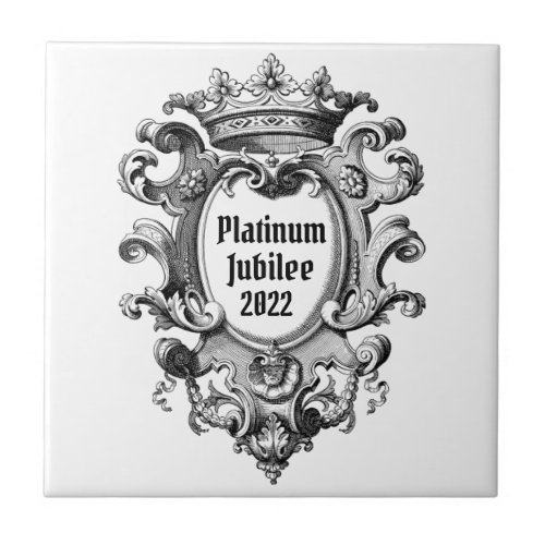 Vintage Pewter  Look Platinum Jubilee 2022 Ceramic Tile