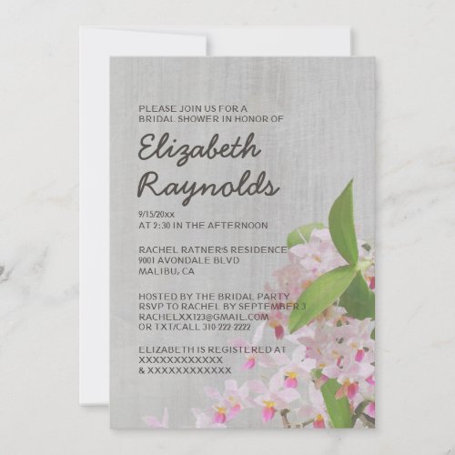 Vintage Phalaenopsis Orchid Bridal Shower Invites