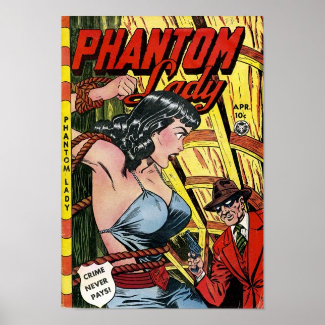 Vintage Phantom Lady Comic Book Poster (Front)