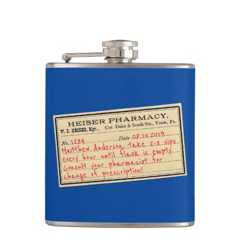 Vintage Pharmacy Label With Your Prescription Text Flask