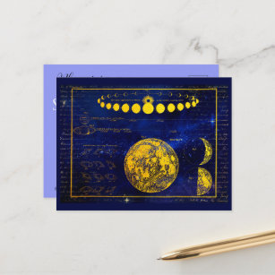 Vintage Phases of Moon Solar Eclipse Invitation Postcard