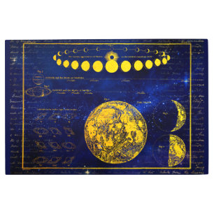 Vintage Phases of the Moon Saturn Jupiter Venus Metal Print