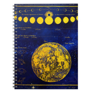 Vintage Phases of the Moon Saturn Jupiter Venus Notebook
