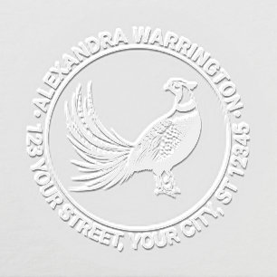 Vintage Pheasant Game Bird #2 Name Return Address Embosser