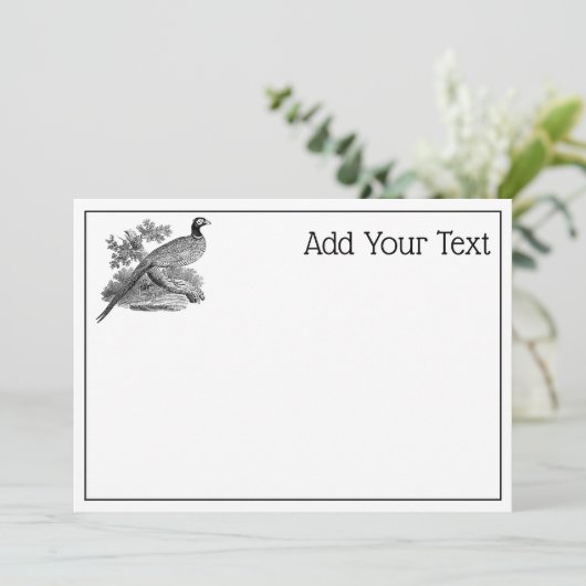 Vintage Pheasant Game Bird Drawing BW (Standing Front)