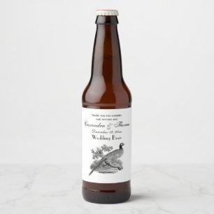 Vintage Pheasant Game Bird Drawing BW Beer Bottle Label