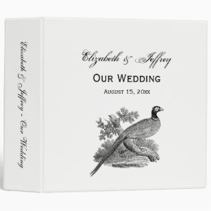 Vintage Pheasant Game Bird Drawing BW Binder