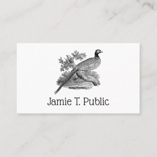 Vintage Pheasant Game Bird Drawing BW Business Card