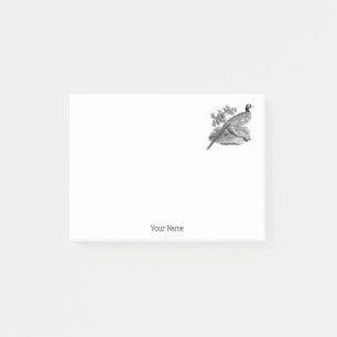 Vintage Pheasant Game Bird Drawing BW Post-it Notes