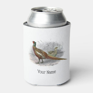 Vintage Pheasant Game Bird Drawing Color #2 Can Cooler