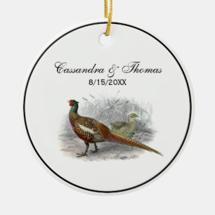 Vintage Pheasant Game Bird Drawing Color #2 Ceramic Ornament