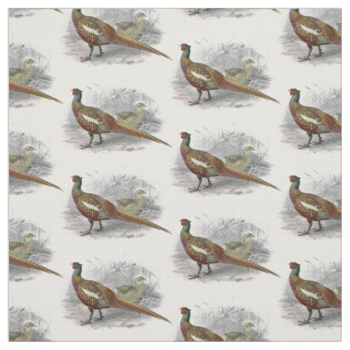 Vintage Pheasant Game Bird Drawing Color 2 Fabric