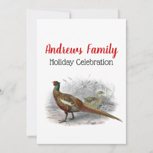 Vintage Pheasant Game Bird Drawing Color #2 Invitation
