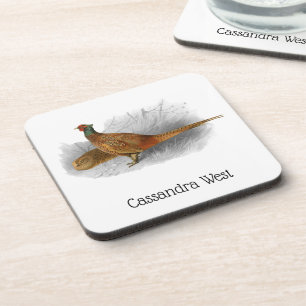 Vintage Pheasant Game Bird Drawing Color #3 Beverage Coaster