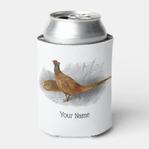Vintage Pheasant Game Bird Drawing Color #3 Can Cooler