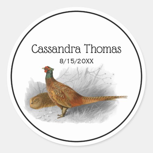 Vintage Pheasant Game Bird Drawing Color 3 Classic Round Sticker