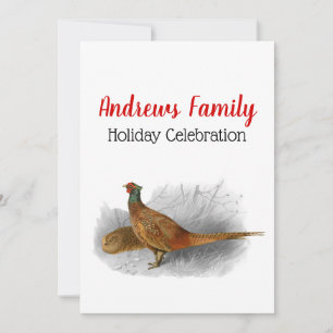Vintage Pheasant Game Bird Drawing Color #3 Invitation