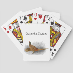 Vintage Pheasant Game Bird Drawing Color #3 Poker Cards