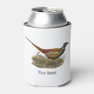 Vintage Pheasant Game Bird Drawing Color Can Cooler