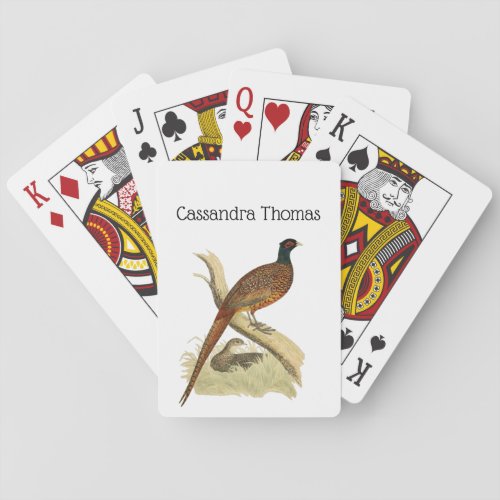 Vintage Pheasant on Branch Game Bird Drawing Color Playing Cards