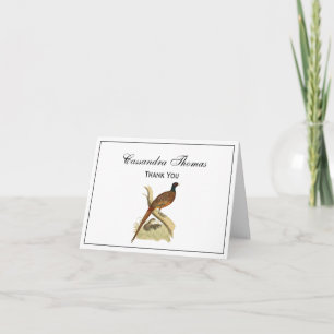 Vintage Pheasant on Branch Game Bird Drawing Color Thank You Card