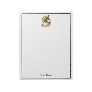 Vintage Pheasant on Branch w/ Trees Drawing Color Notepad