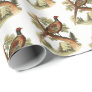 Vintage Pheasant on Branch w/ Trees Drawing Color Wrapping Paper