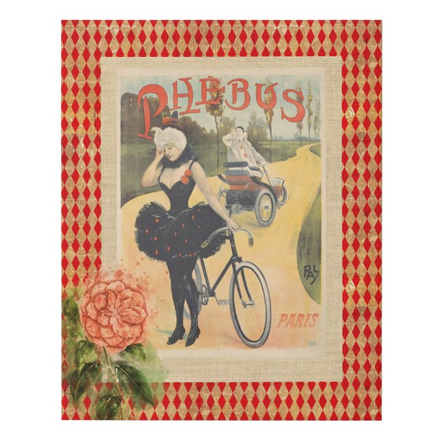 Vintage Phebus Woman & Cycle Collage  Faux Canvas Print (Front)