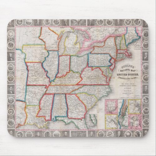 Vintage Phelpss National Map of the United States Mouse Pad