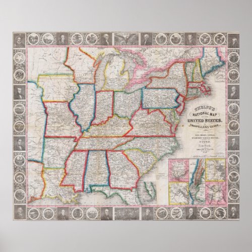 Vintage Phelpss National Map of the United States Poster
