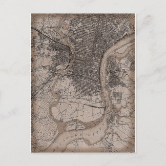 Vintage Philadelphia 1898 Map Postcard