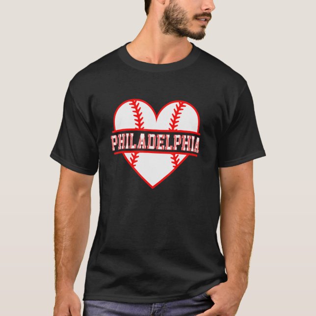 Vintage Philadelphia Baseball Skyline Retro Philly T-Shirt (Front)