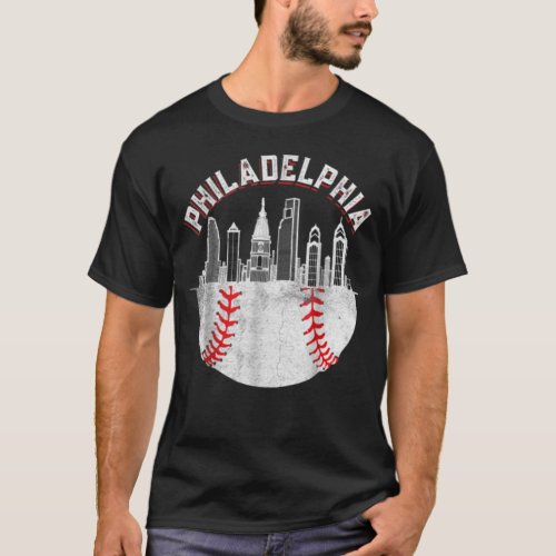 Vintage Philadelphia Baseball Skyline Retro Philly T_Shirt