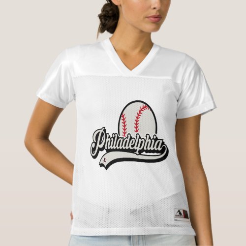 Vintage Philadelphia Baseball Skyline Retro Philly Womens Football Jersey